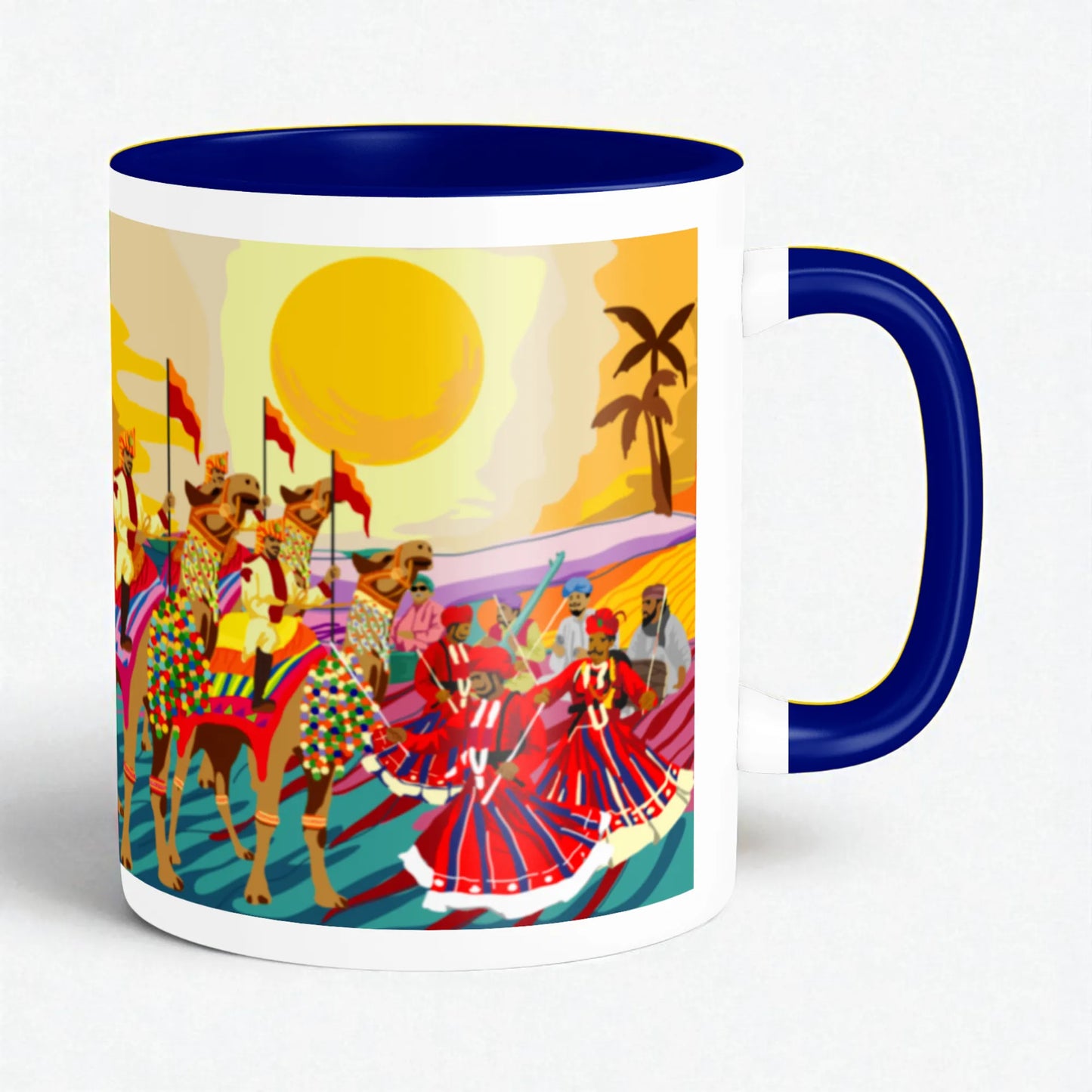 PAINTZSTORIES Jaisalmer's Royal Parade Artistic Ceramic Coffee Mug with Digital Print by Global Artists | Durable Ceramic Cup for Coffee, Tea & Cold Beverages | Printed Mug for Birthday Gift | 350ml