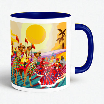 Jaisalmer Royal Parade artistic ceramic coffee mug by PaintzStories