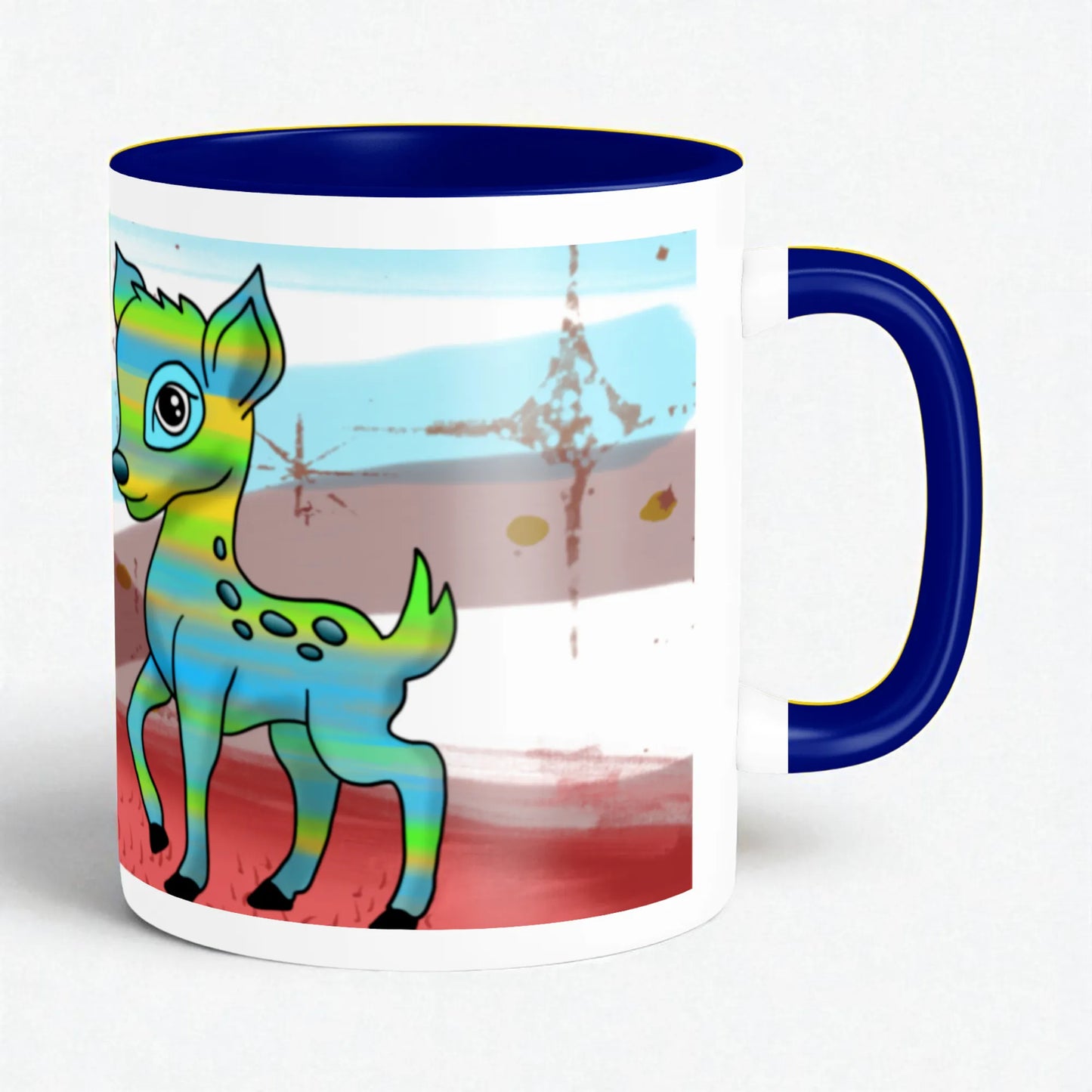 PAINTZSTORIES Owl and Deer Artistic Ceramic Coffee Mug with Digital Print by Global Artists | Durable Ceramic Cup for Coffee, Tea & Cold Beverages | Printed Mug for Birthday Gift | 350ml