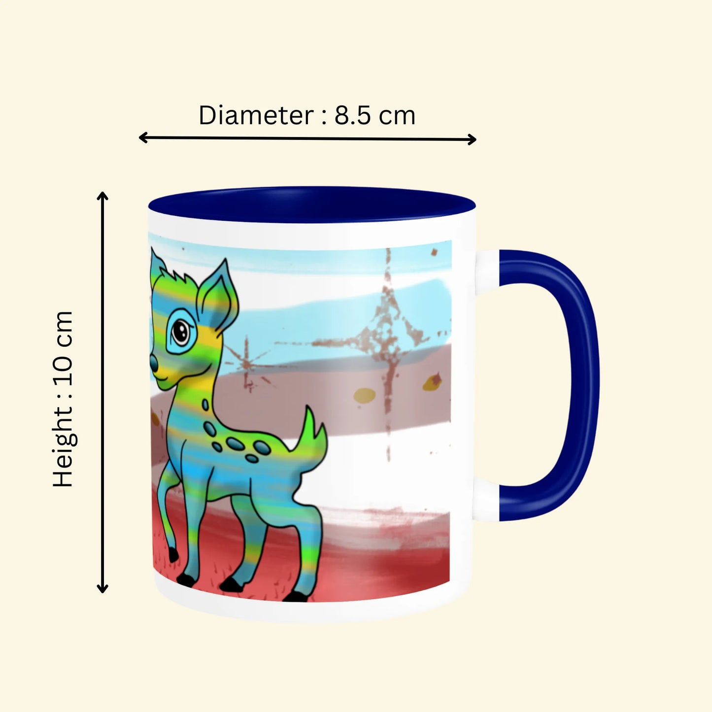 PAINTZSTORIES Owl and Deer Artistic Ceramic Coffee Mug with Digital Print by Global Artists | Durable Ceramic Cup for Coffee, Tea & Cold Beverages | Printed Mug for Birthday Gift | 350ml