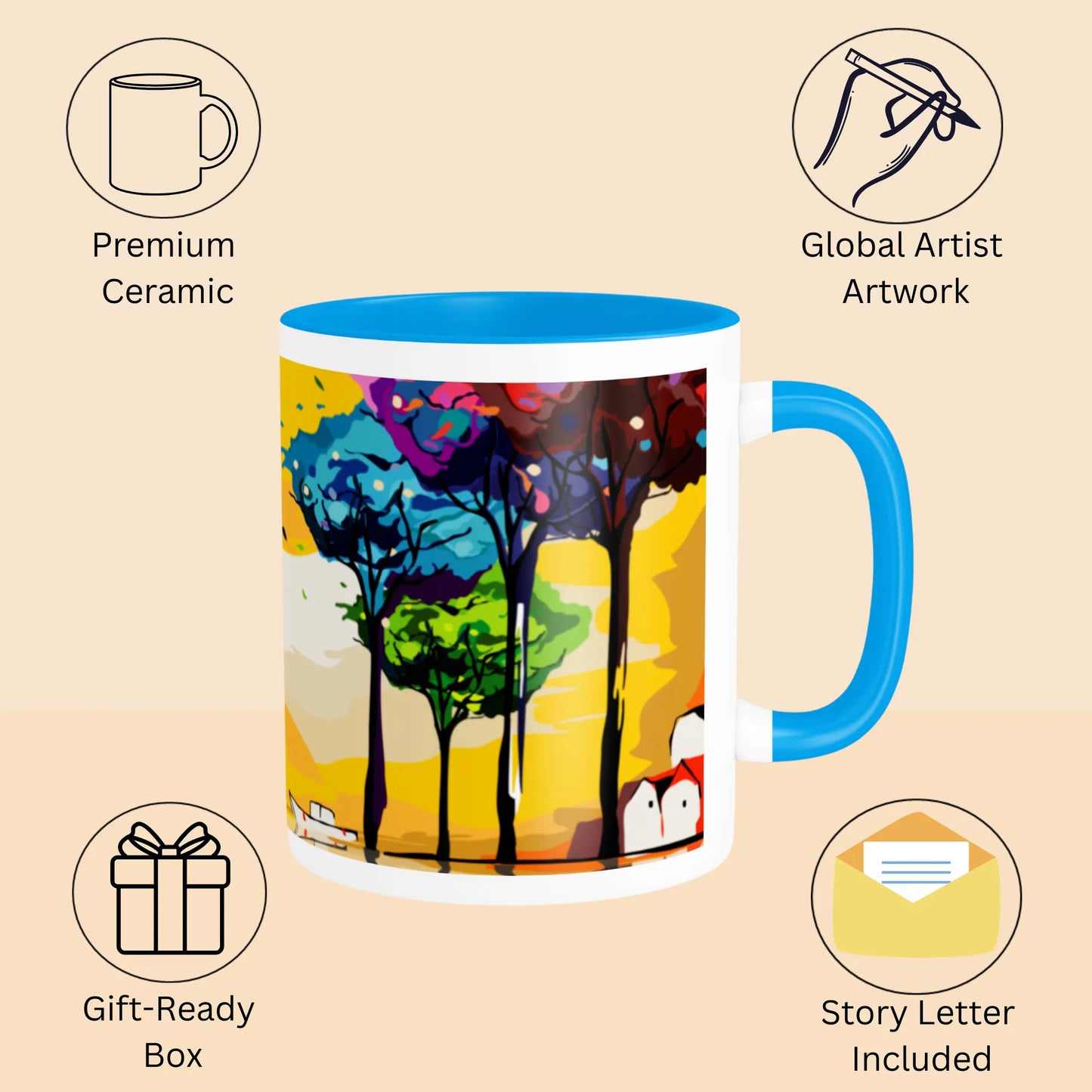 PAINTZSTORIES Twilight's Embrace Artistic Ceramic Coffee Mug with Digital Print by Global Artists | Durable Ceramic Cup for Coffee, Tea & Cold Beverages | Printed Mug for Birthday Gift | 350ml