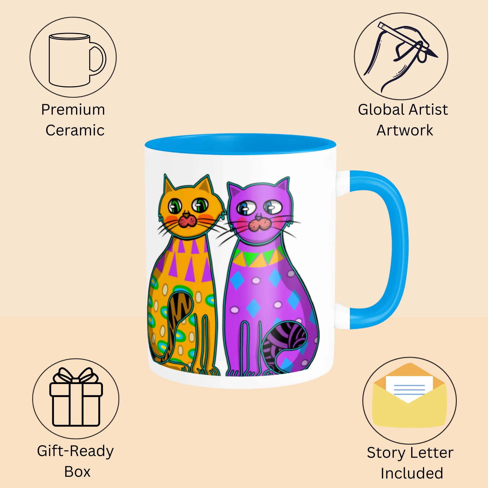 Features of Two Fancy Cats durable printed mug