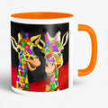 Two Happy Giraffes artistic ceramic coffee mug by PaintzStories