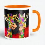Two Happy Giraffes artistic ceramic coffee mug by PaintzStories