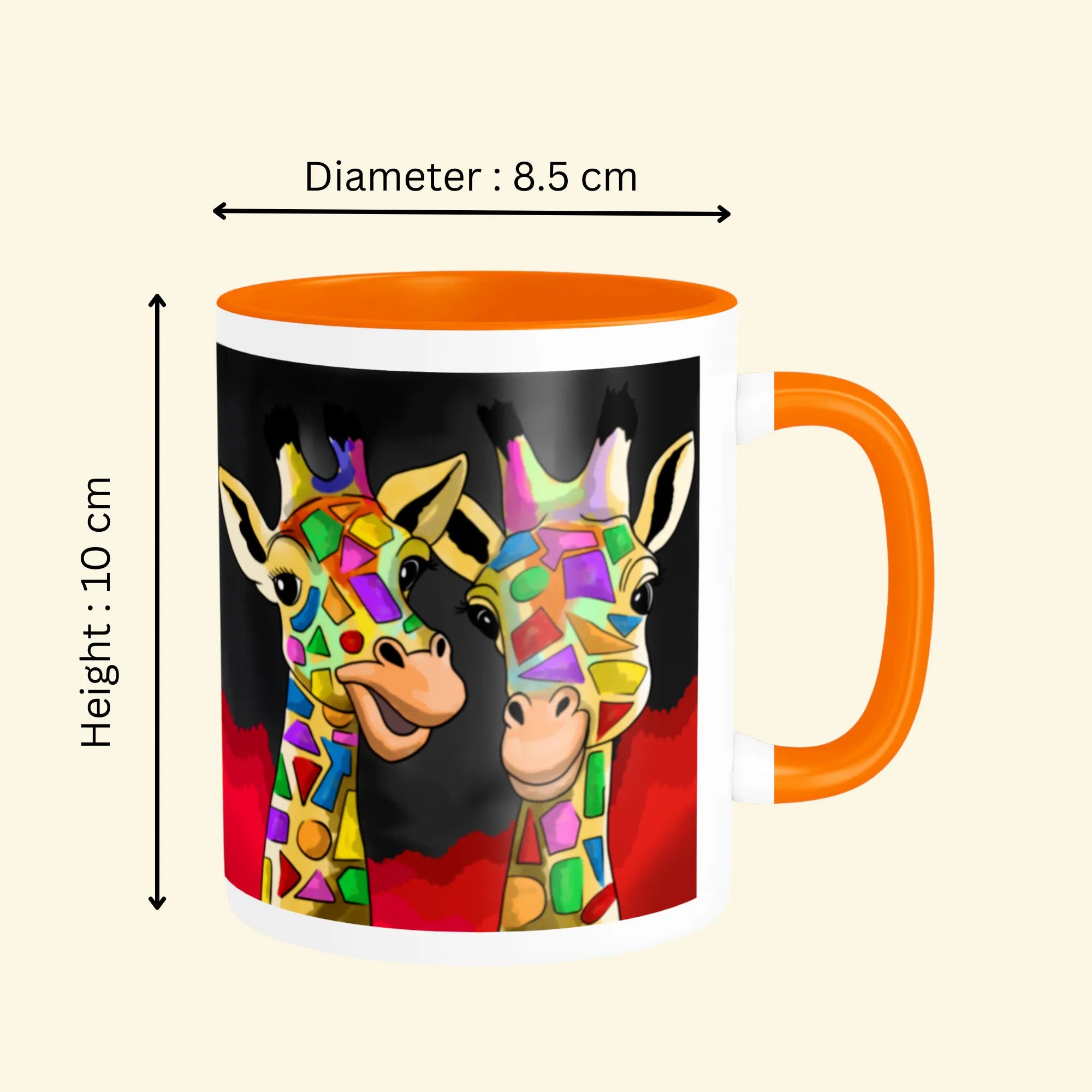 Dimensions of Two Happy Giraffes ceramic mug