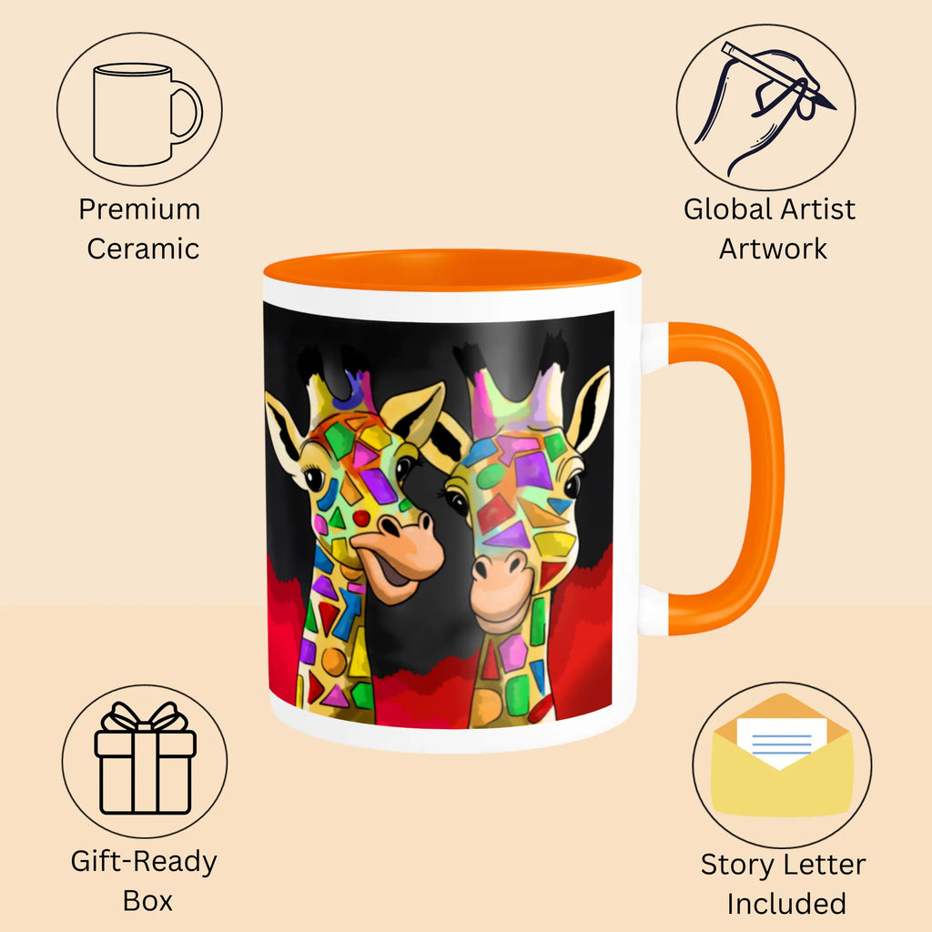 Features of Two Happy Giraffes durable printed mug