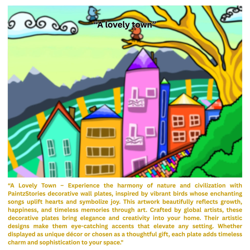 Artwork story card for A Lovely Town decorative plate