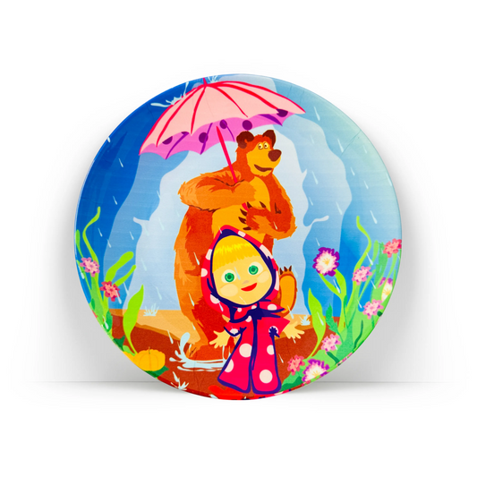 PAINTZSTORIES Decorative Wall Plate for Home Decoration | Ceramic Wall Art Plate | Wall Decor items for Living Room & Bedroom | Handmade Artwork A Bear and Girl's dance | Gift for house | 10 INCH