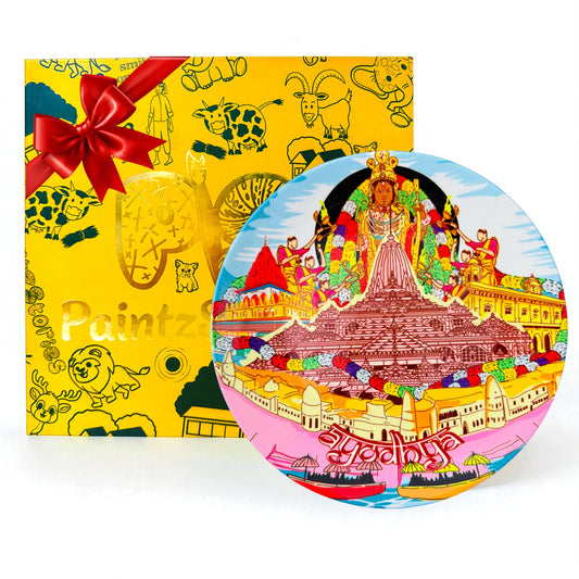 PAINTZSTORIES Decorative Wall Plate for Home Decoration | Ceramic Wall Art Plate | Wall Decor items for Living Room & Bedroom | Handmade Artwork Ayodhya: The Divine City of Lord Rama | Gift for house | 10 INCH