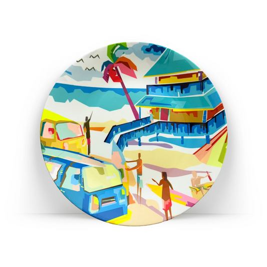 PAINTZSTORIES Decorative Wall Plate for Home Decoration | Ceramic Wall Art Plate | Wall Decor items for Living Room & Bedroom | Handmade Artwork Beachside Restaurant | Gift for house | 10 INCH