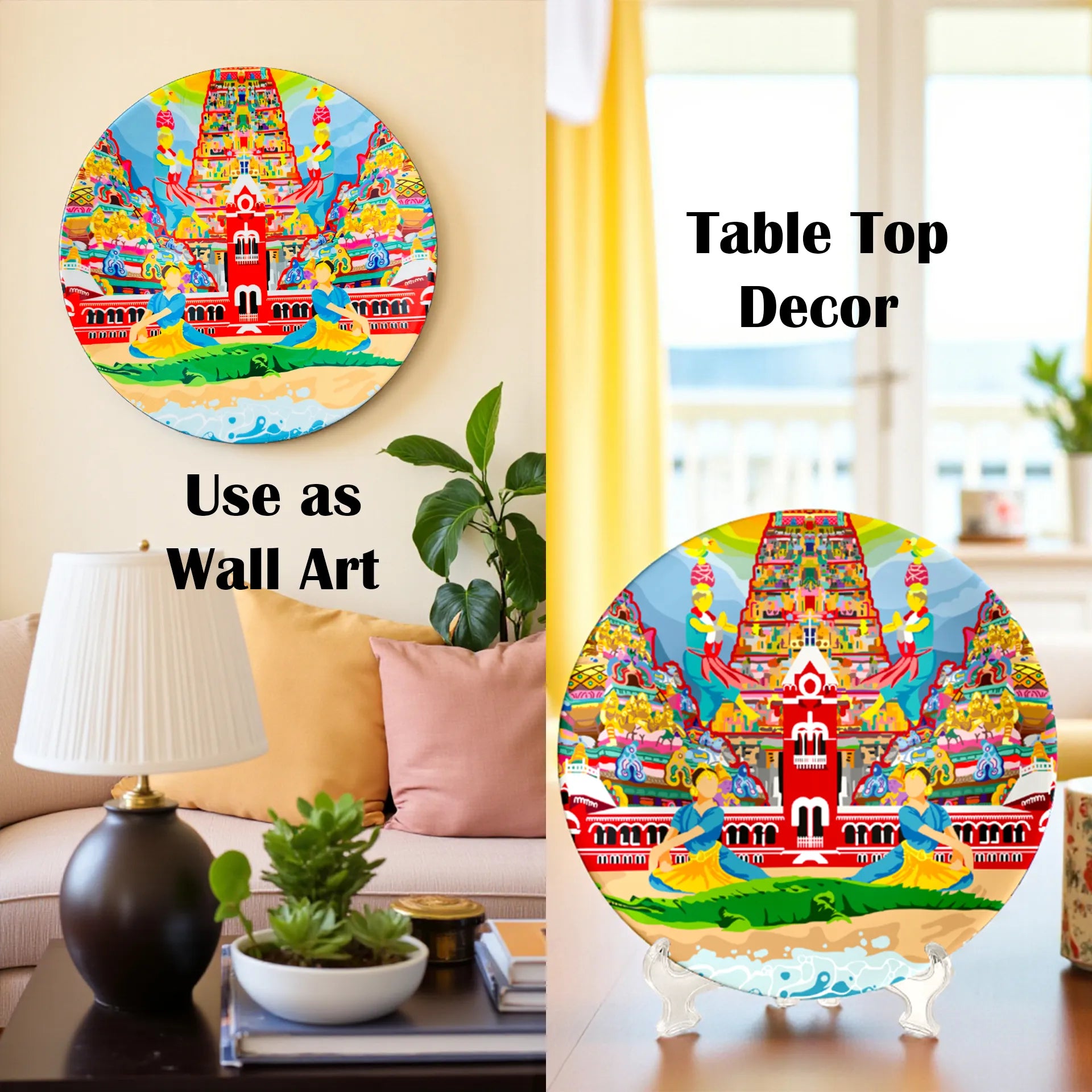 Chennai’s Charm ceramic plate styled in home décor