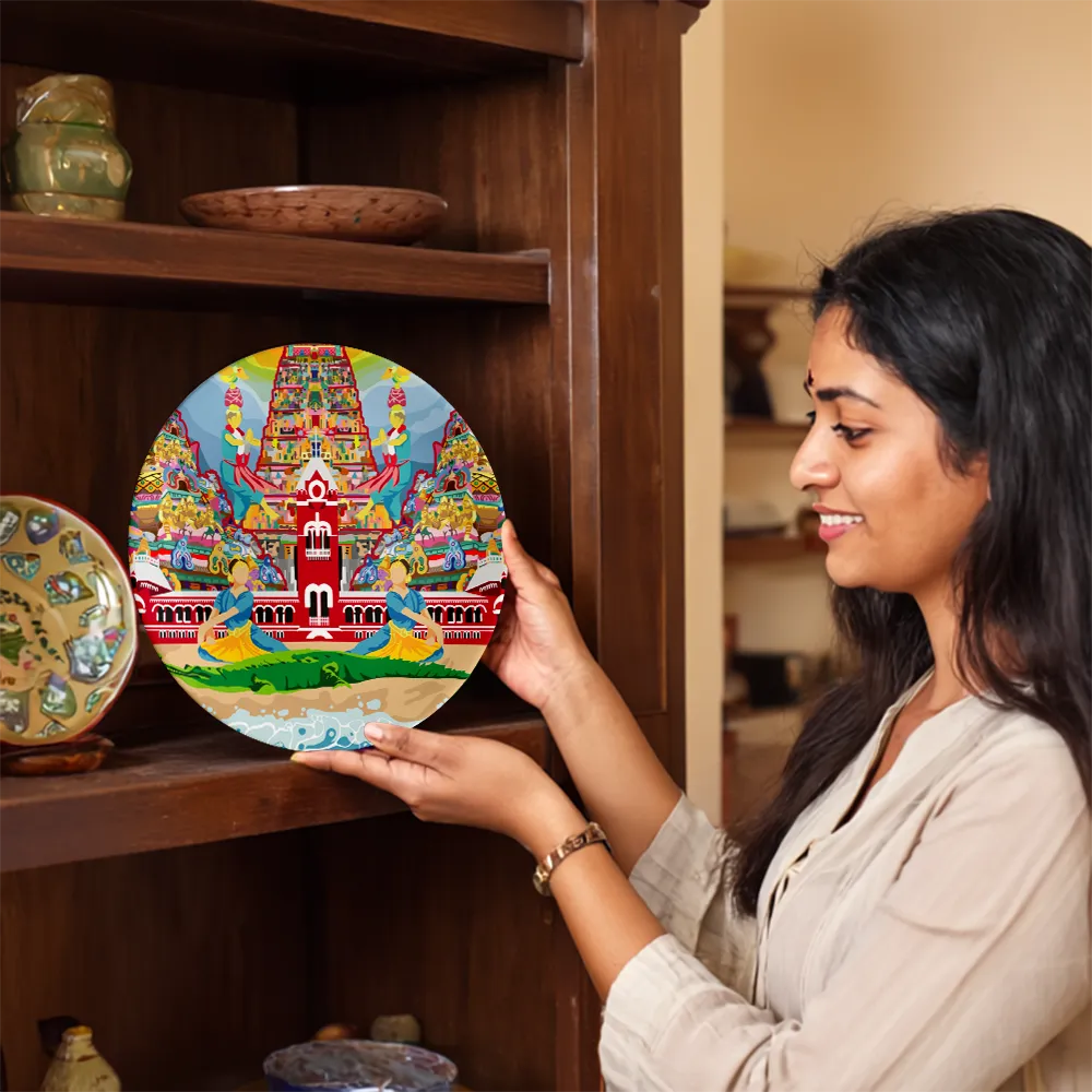 Woman displaying Chennai’s Charm plate