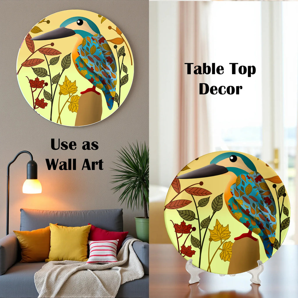 Colourful Kingfisher ceramic plate wall décor styling