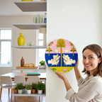 Woman holding Cows in Bloom decorative plate