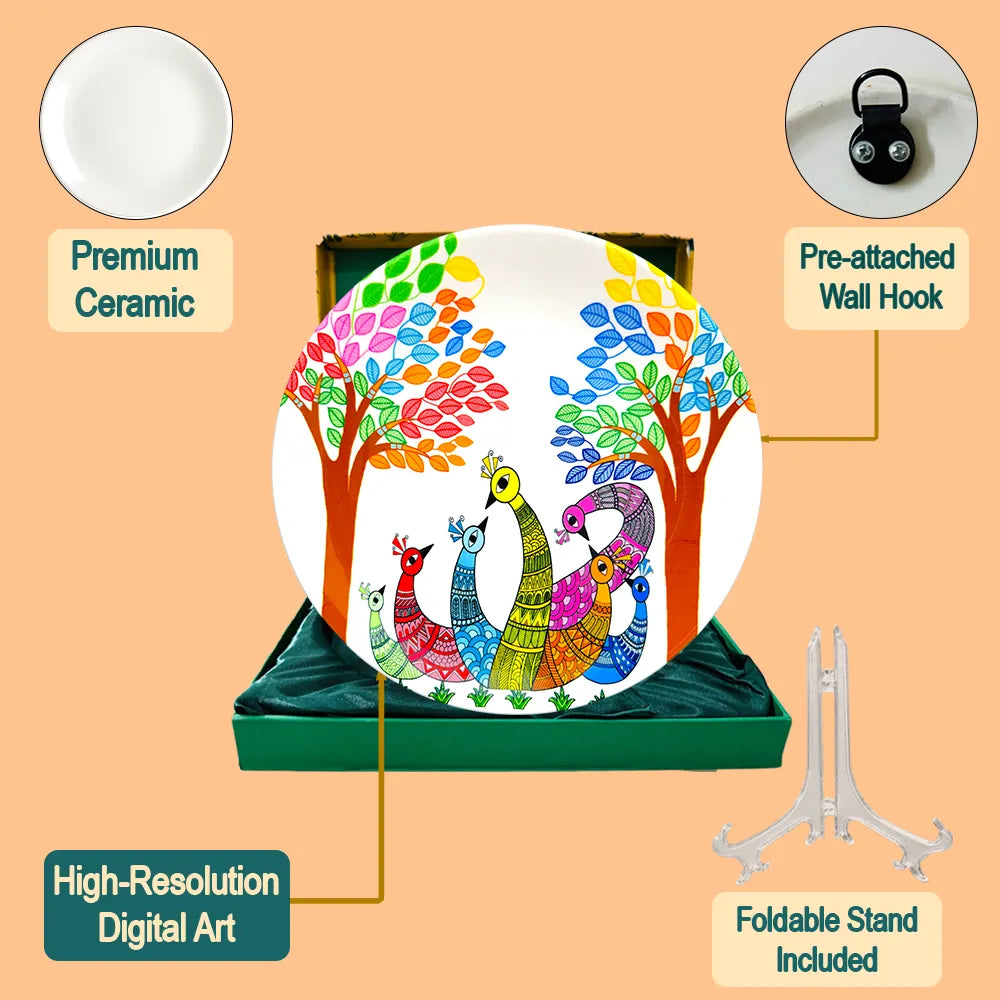 Dancing Peacocks plate set contents