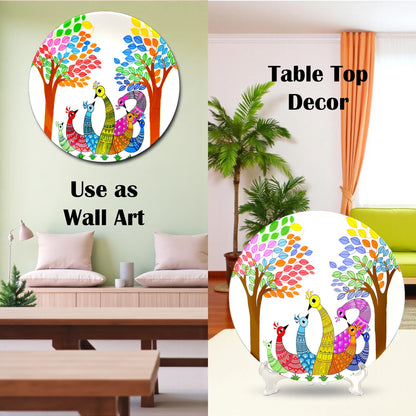 Dancing Peacocks ceramic plate styled in home décor