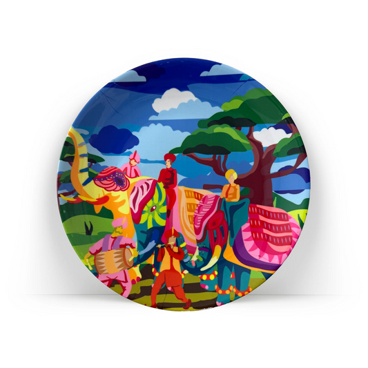 PAINTZSTORIES Decorative Wall Plate for Home Decoration | Ceramic Wall Art Plate | Wall Decor items for Living Room & Bedroom | Handmade Artwork Divine Celebrations | Gift for house | 10 INCH