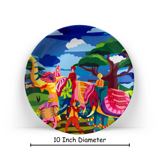PAINTZSTORIES Decorative Wall Plate for Home Decoration | Ceramic Wall Art Plate | Wall Decor items for Living Room & Bedroom | Handmade Artwork Divine Celebrations | Gift for house | 10 INCH