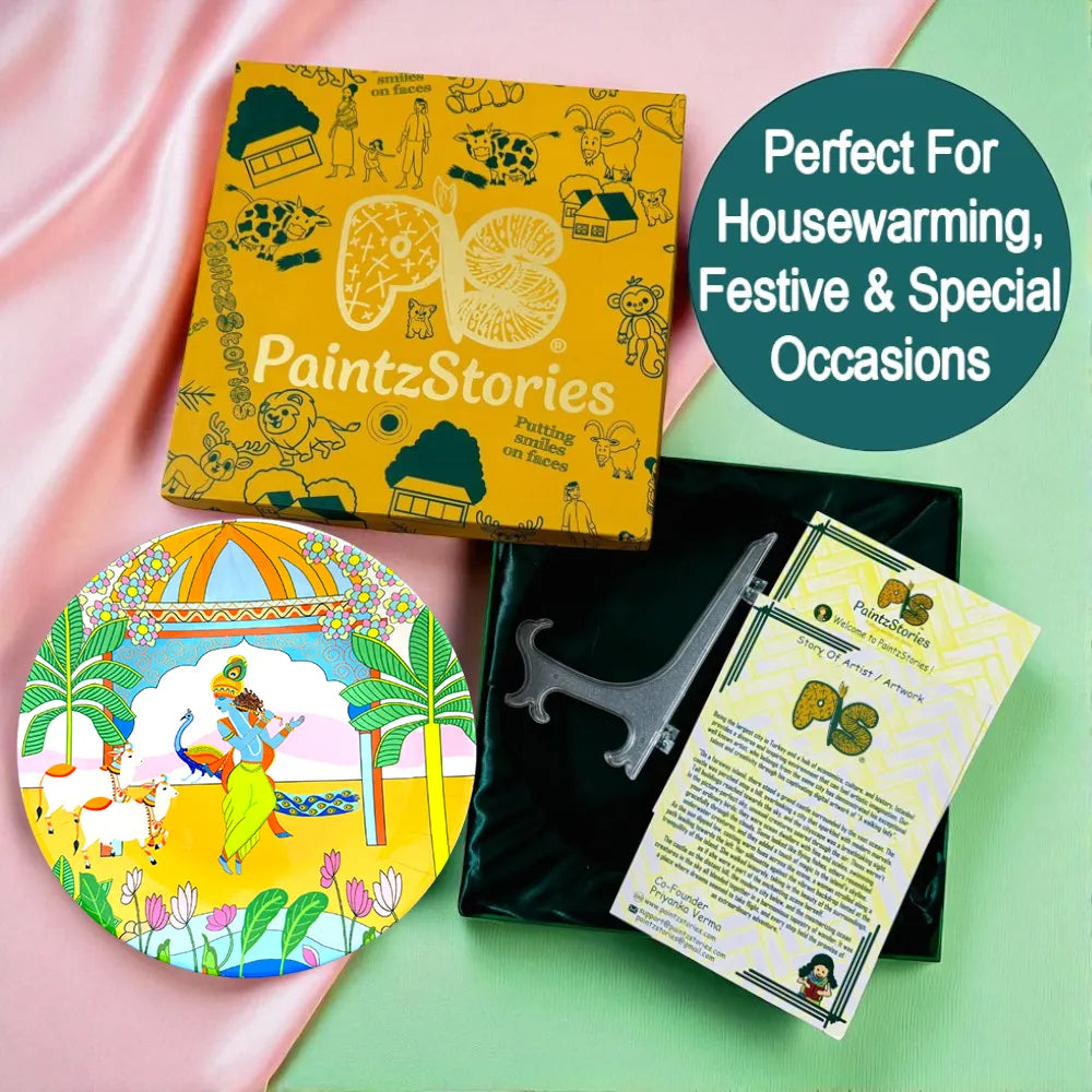 Inside Divine Symphony of Krishna gift box items