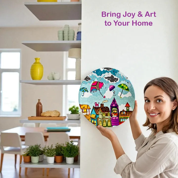 Woman showing Embracing Rainy Delight plate