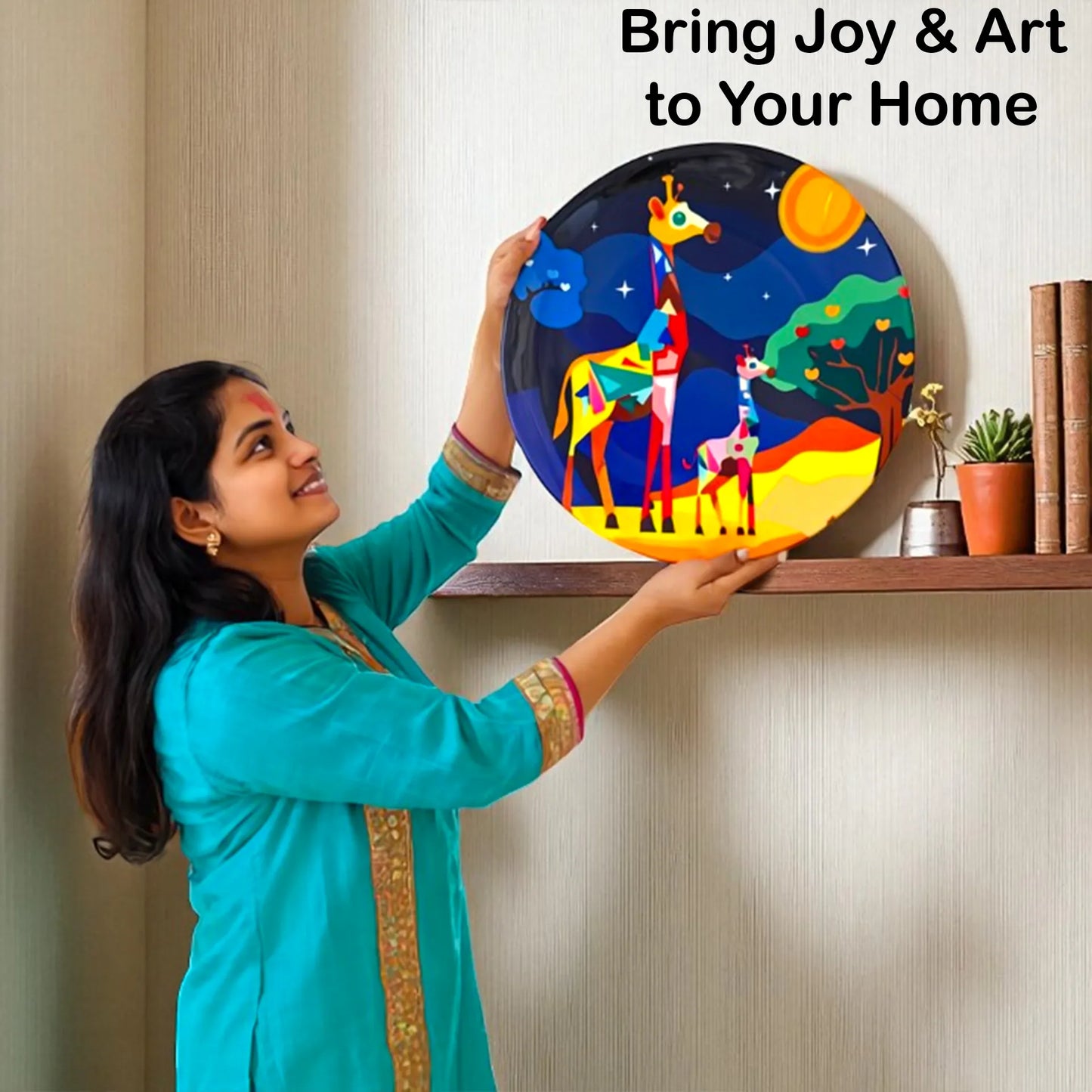 Woman holding Gentle Giants decorative plate