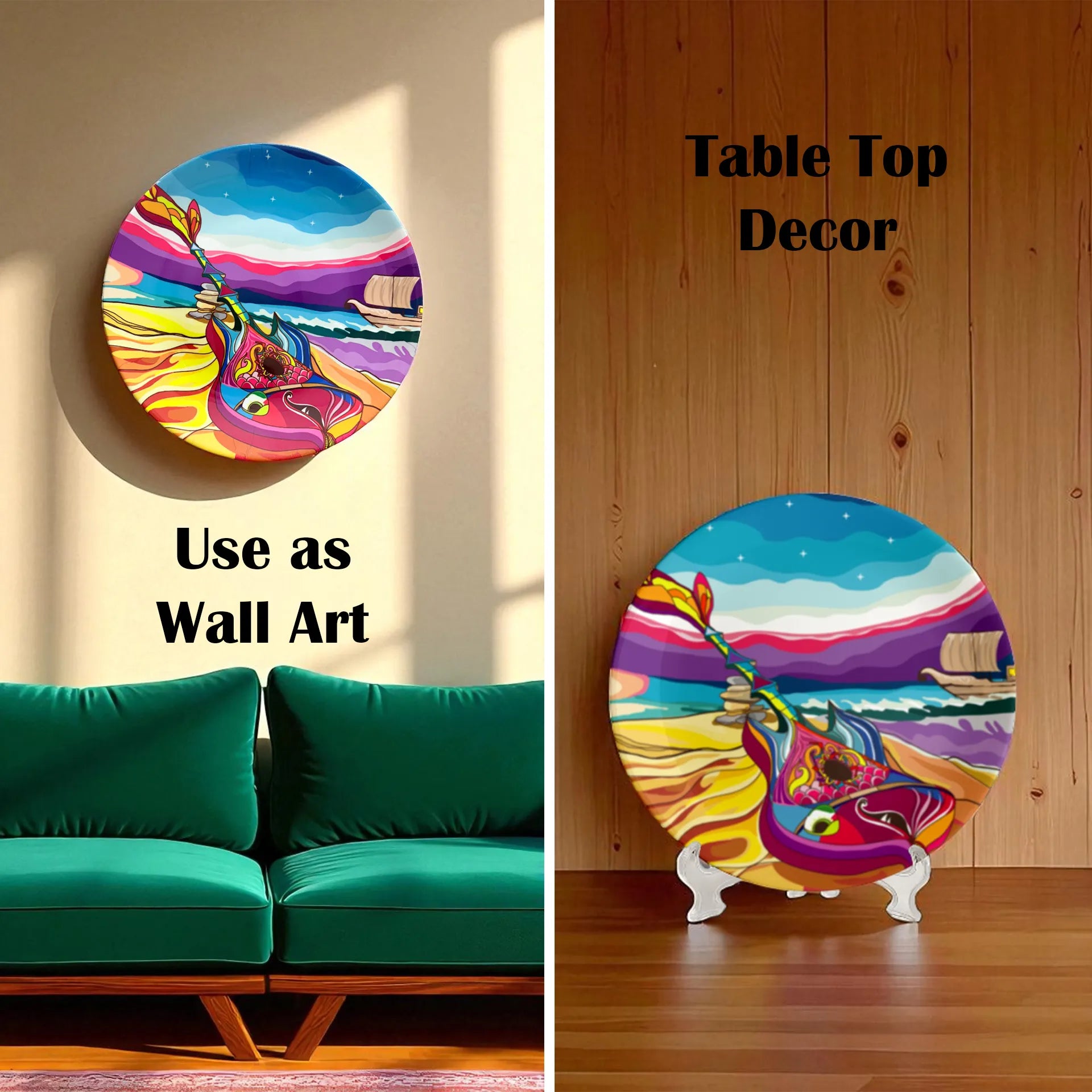 Harmonious Melodies ceramic plate used as wall décor