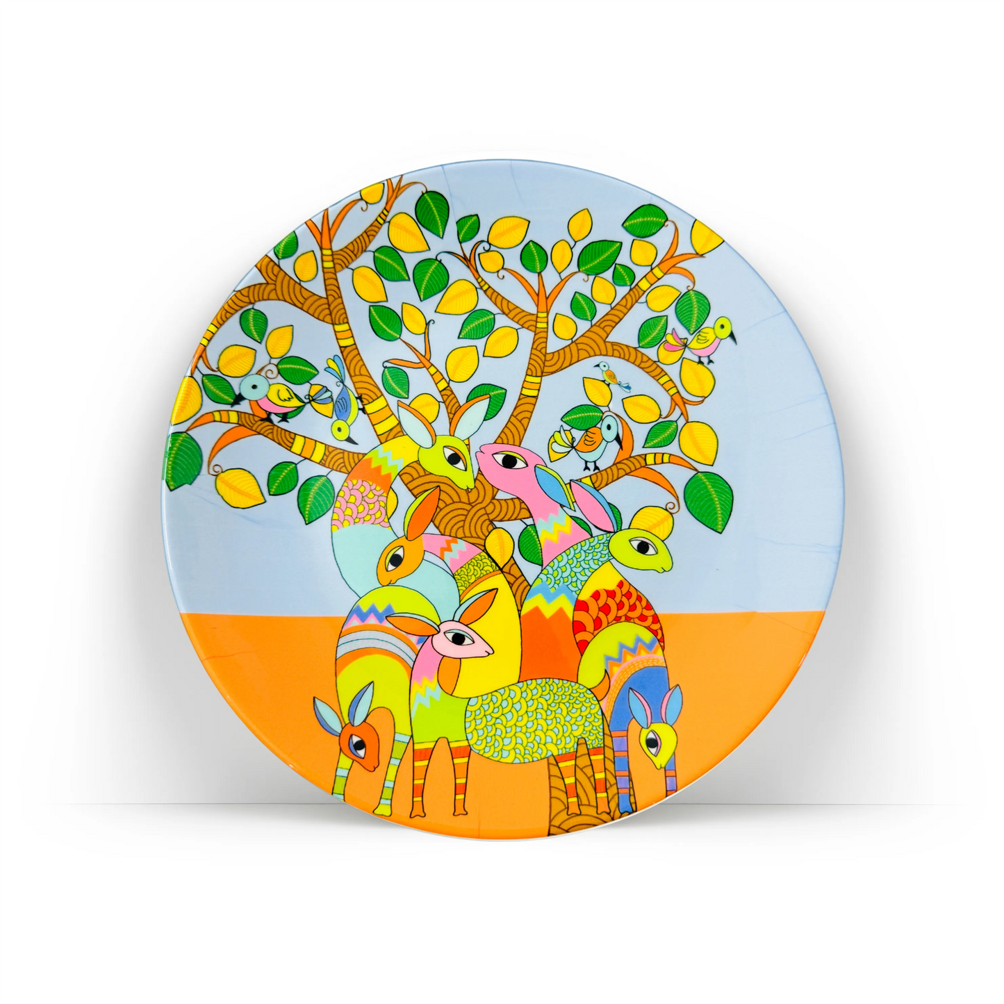Harmony Beneath the Gond Tree decorative ceramic wall plate