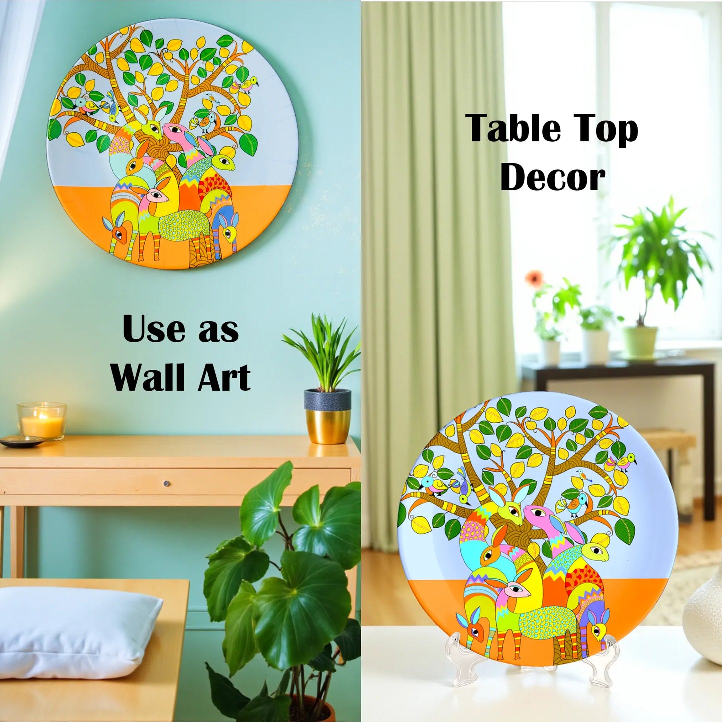 Harmony Beneath the Gond Tree ceramic plate wall décor