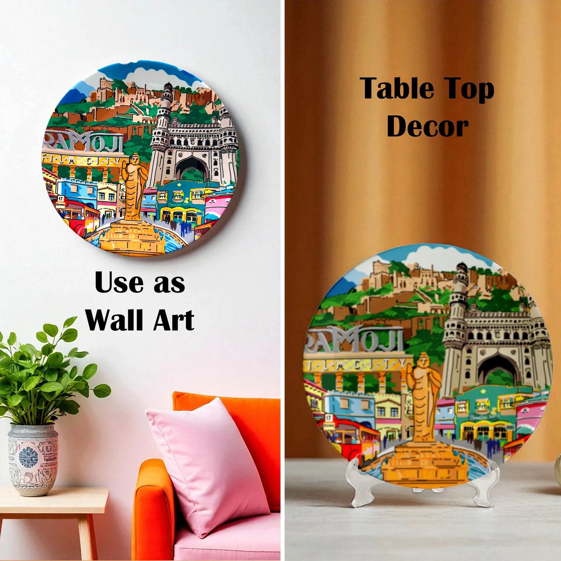 Hyderabad’s Splendid Landscape ceramic plate wall/table décor
