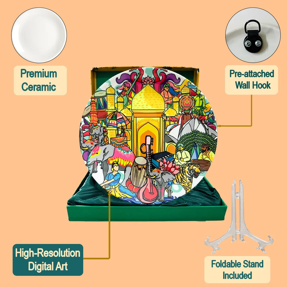 India’s Rich Culture plate set contents with stand hook
