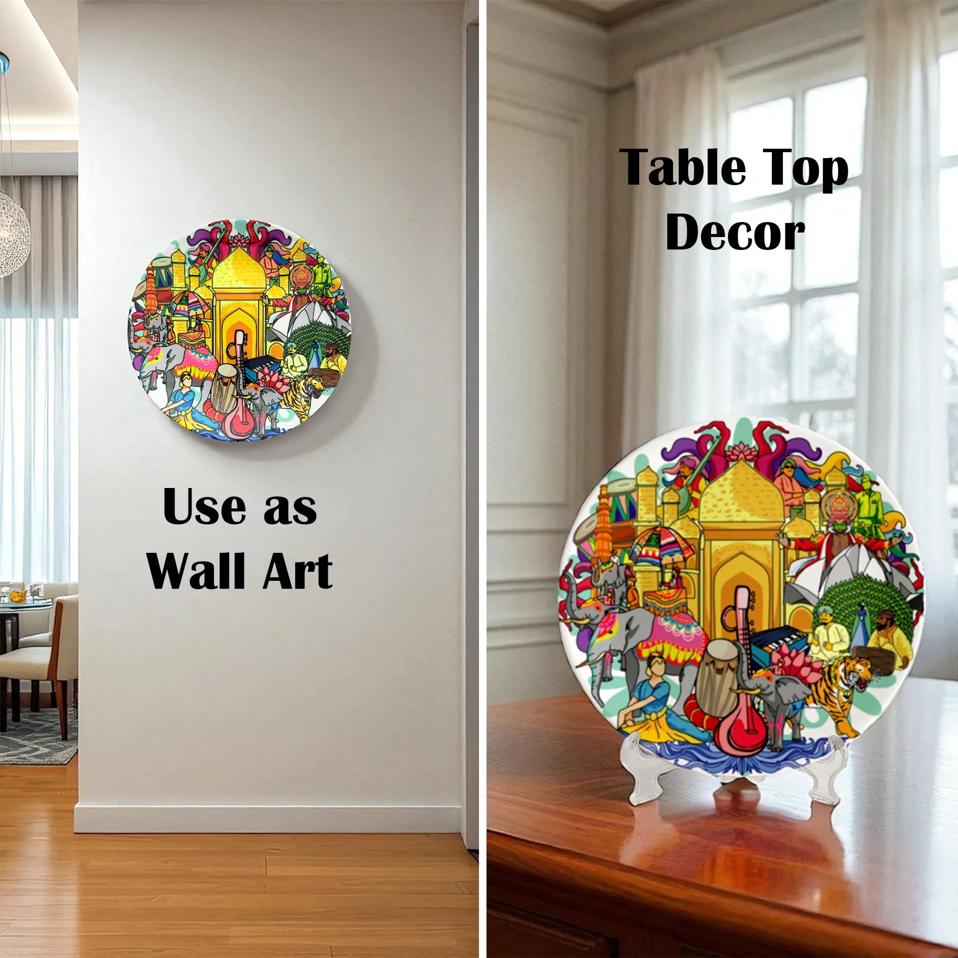 India’s Rich Culture ceramic plate styled for living room décor