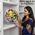 Woman displaying A Vibrant Bird plate
