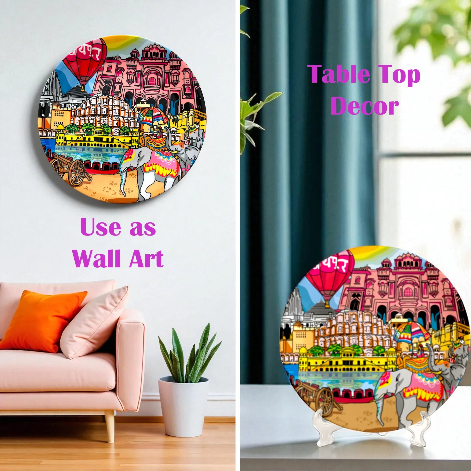 Jaipur’s Splendid Landscape ceramic plate wall décor styling
