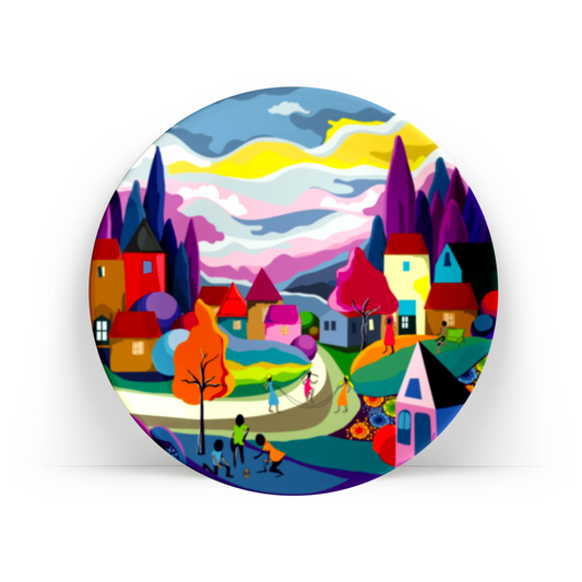 PAINTZSTORIES Decorative Wall Plate for Home Decoration | Ceramic Wall Art Plate | Wall Decor items for Living Room & Bedroom | Handmade Artwork Joyful Peace | Gift for house | 10 INCH