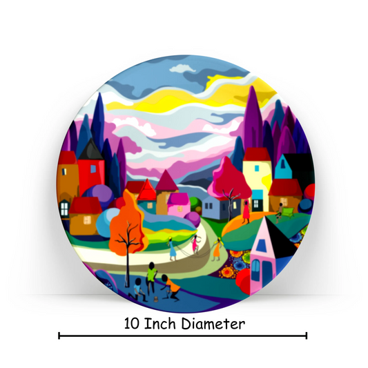 PAINTZSTORIES Decorative Wall Plate for Home Decoration | Ceramic Wall Art Plate | Wall Decor items for Living Room & Bedroom | Handmade Artwork Joyful Peace | Gift for house | 10 INCH