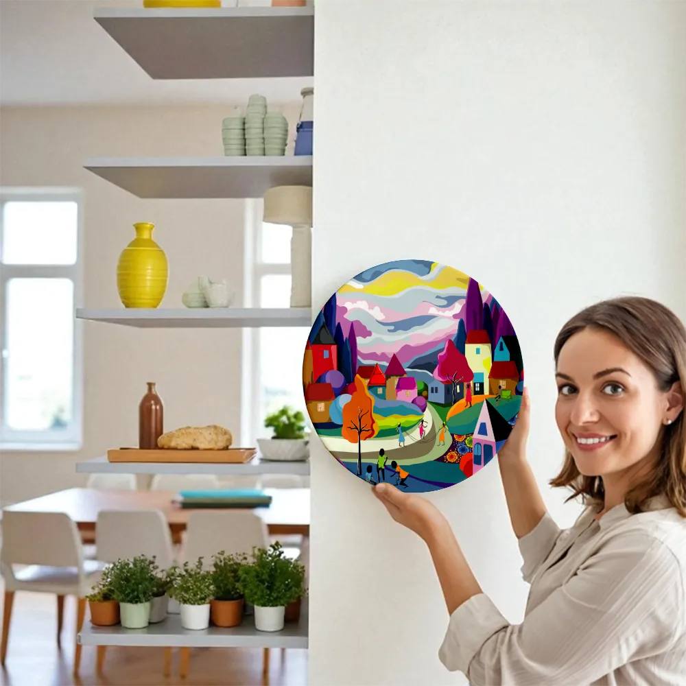 Woman holding Joyful Peace plate