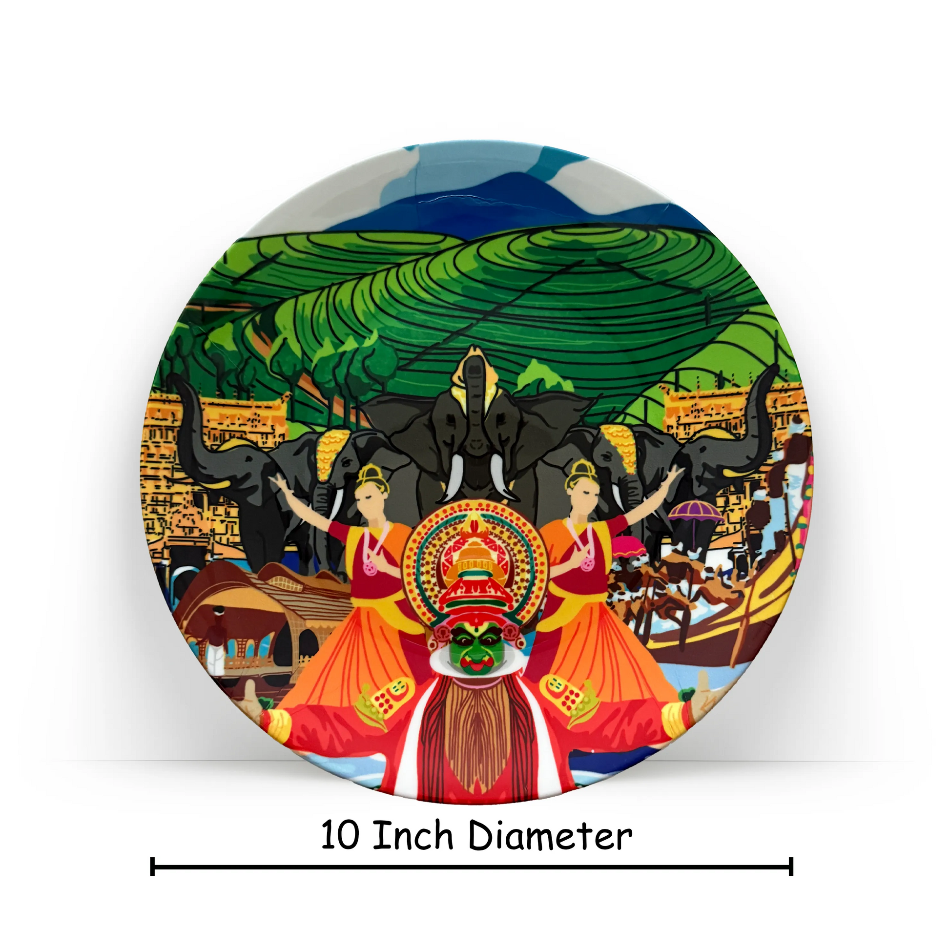 Dimensions Kerala’s Vibrant Tapestry ceramic plate