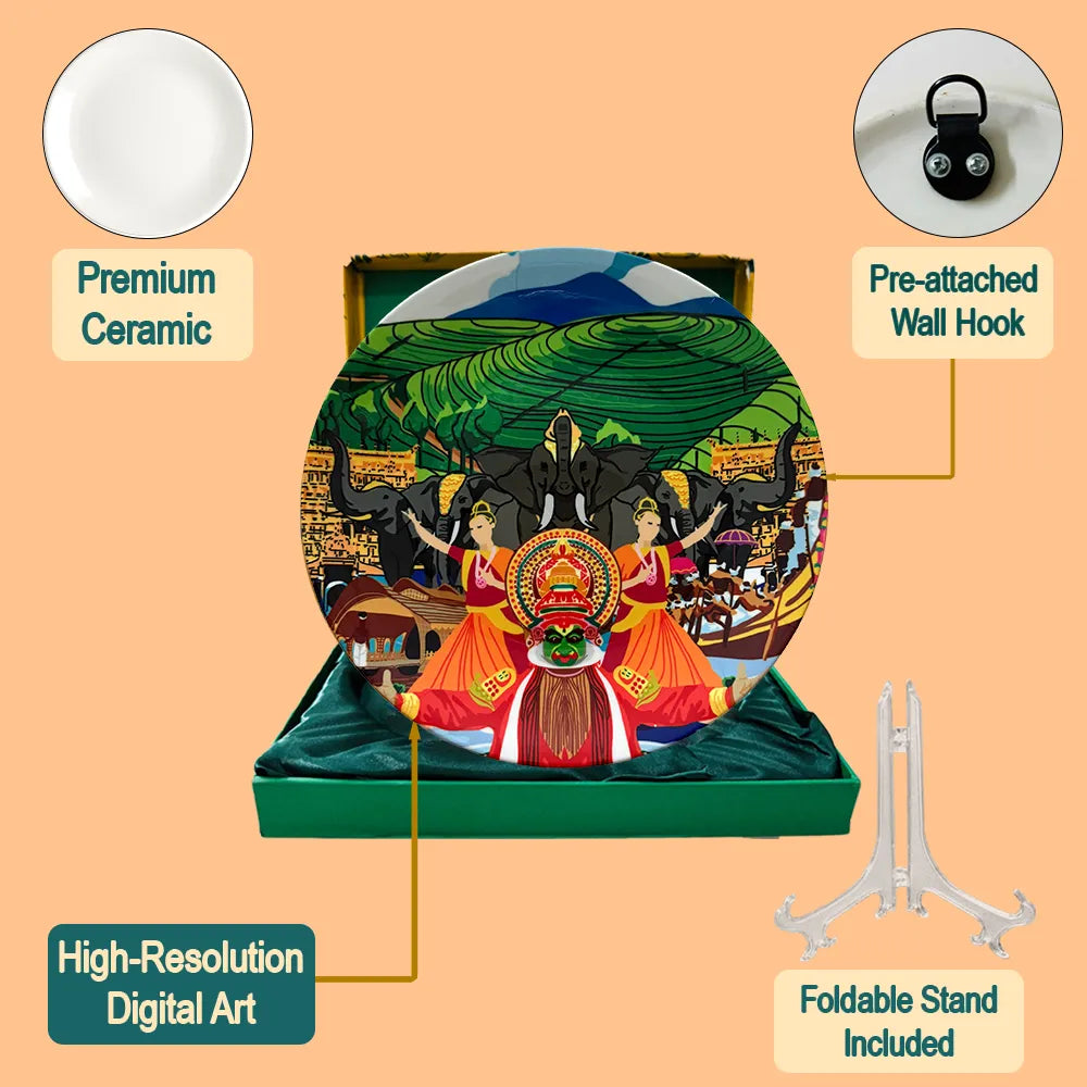 Kerala’s Vibrant Tapestry plate set with stand hook