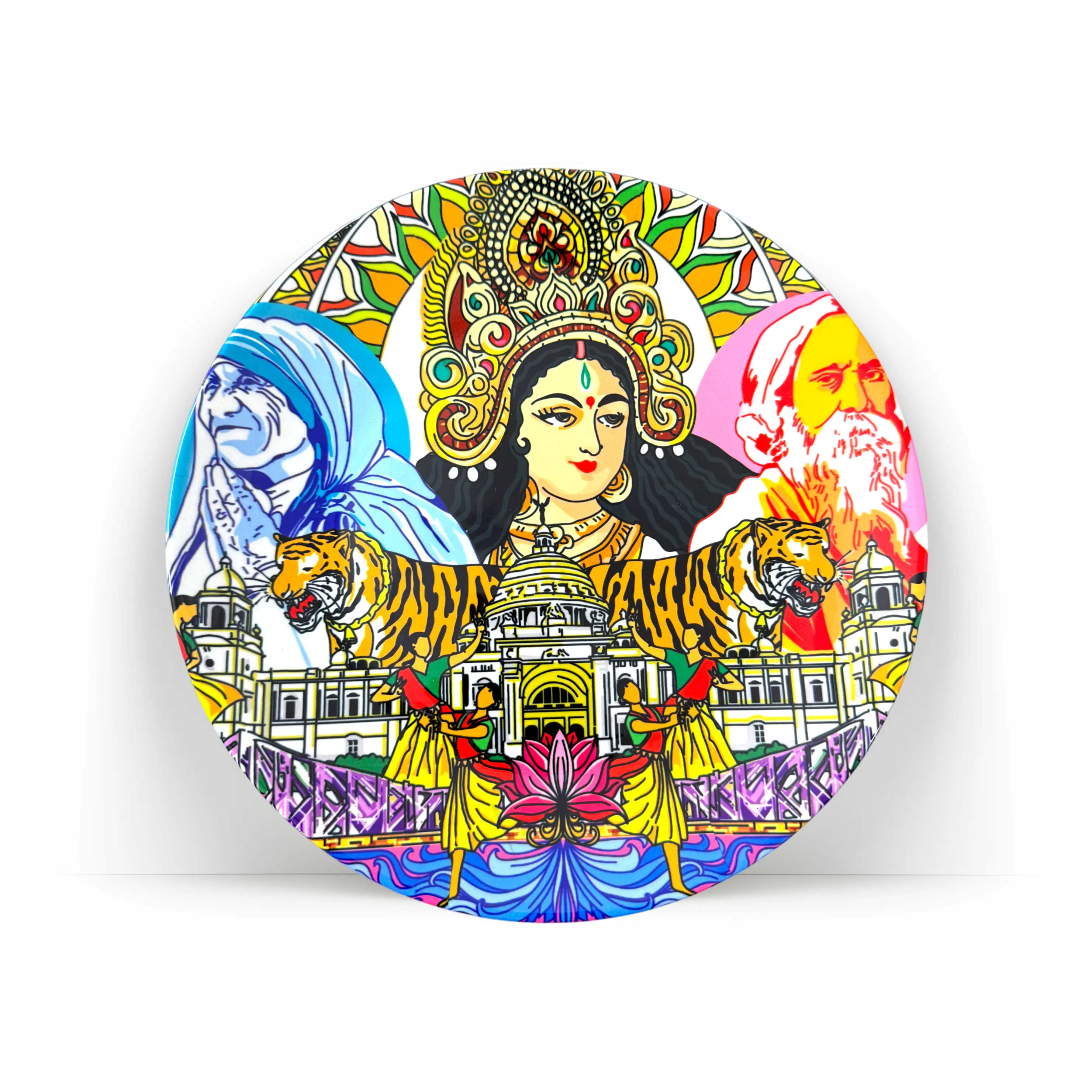 Kolkata Kaleidoscope decorative ceramic wall plate by PaintzStories