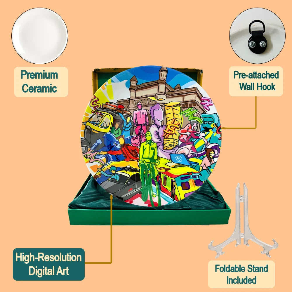 Mumbai Hustle plate set with stand and hook included