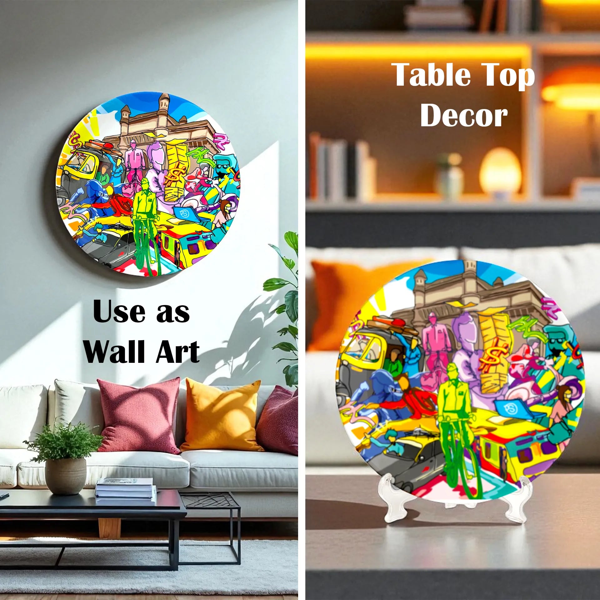Mumbai Hustle ceramic plate styled for living room décor