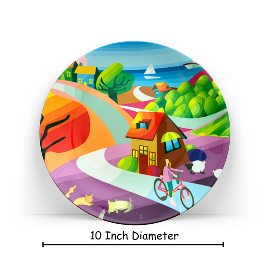 PAINTZSTORIES Decorative Wall Plate for Home Decoration | Ceramic Wall Art Plate | Wall Decor items for Living Room & Bedroom | Handmade Artwork Serenade On The Hilltop | Gift for house | 10 INCH