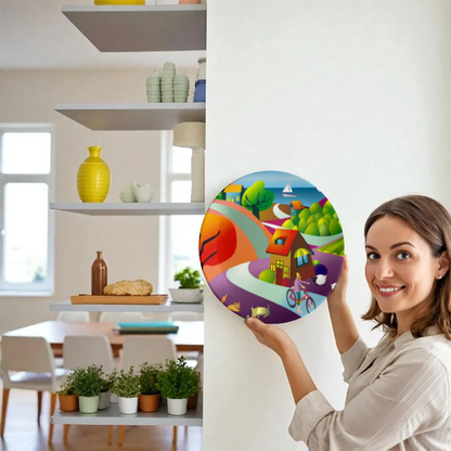 Woman holding Serenade On The Hilltop plate