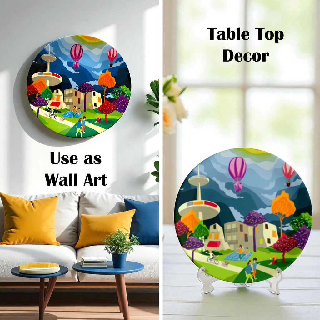 Sunday Bliss ceramic plate styled on wall and table