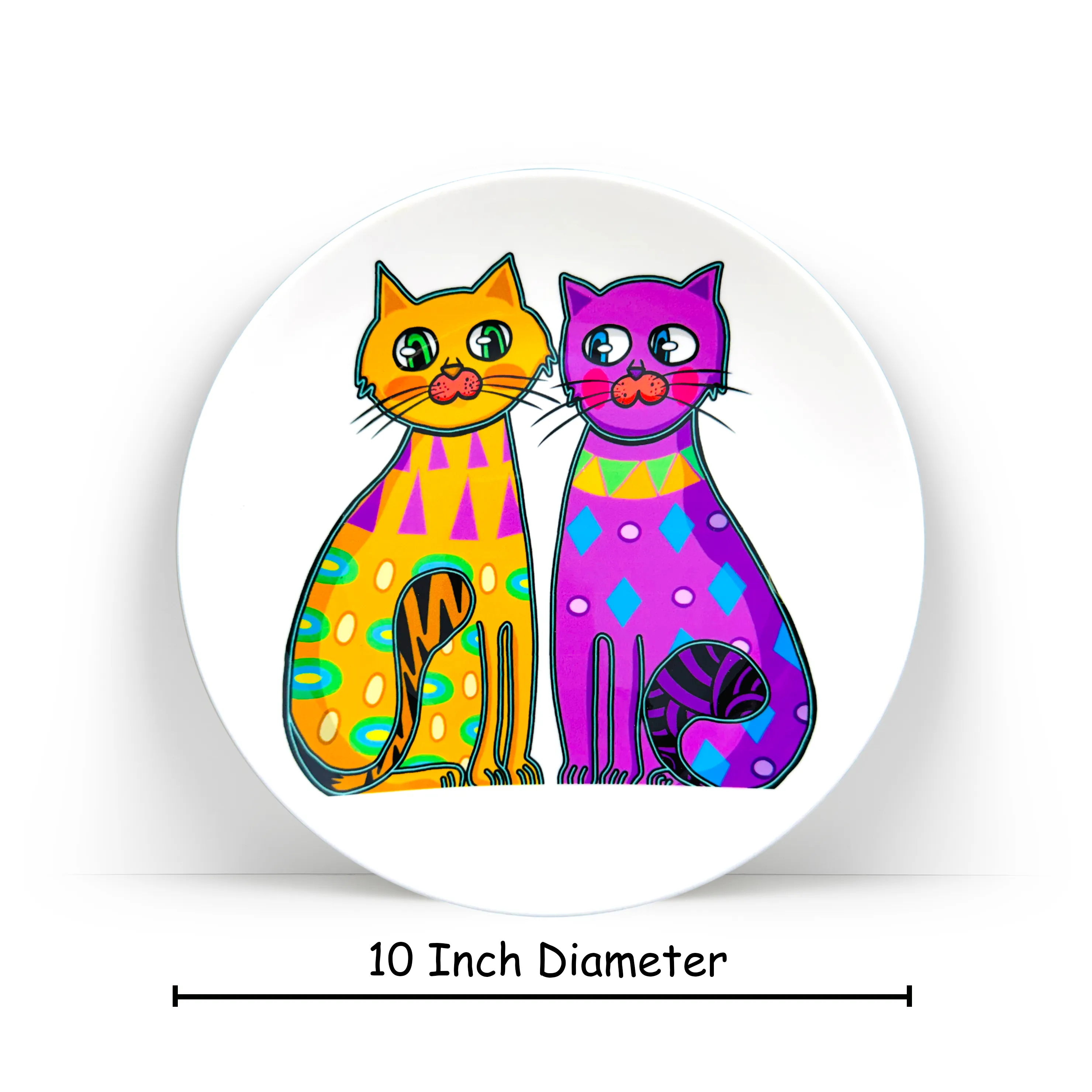 Dimensions of Two Fancy Cats ceramic plate