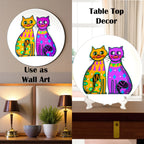 Two Fancy Cats ceramic plate styled on wall or table