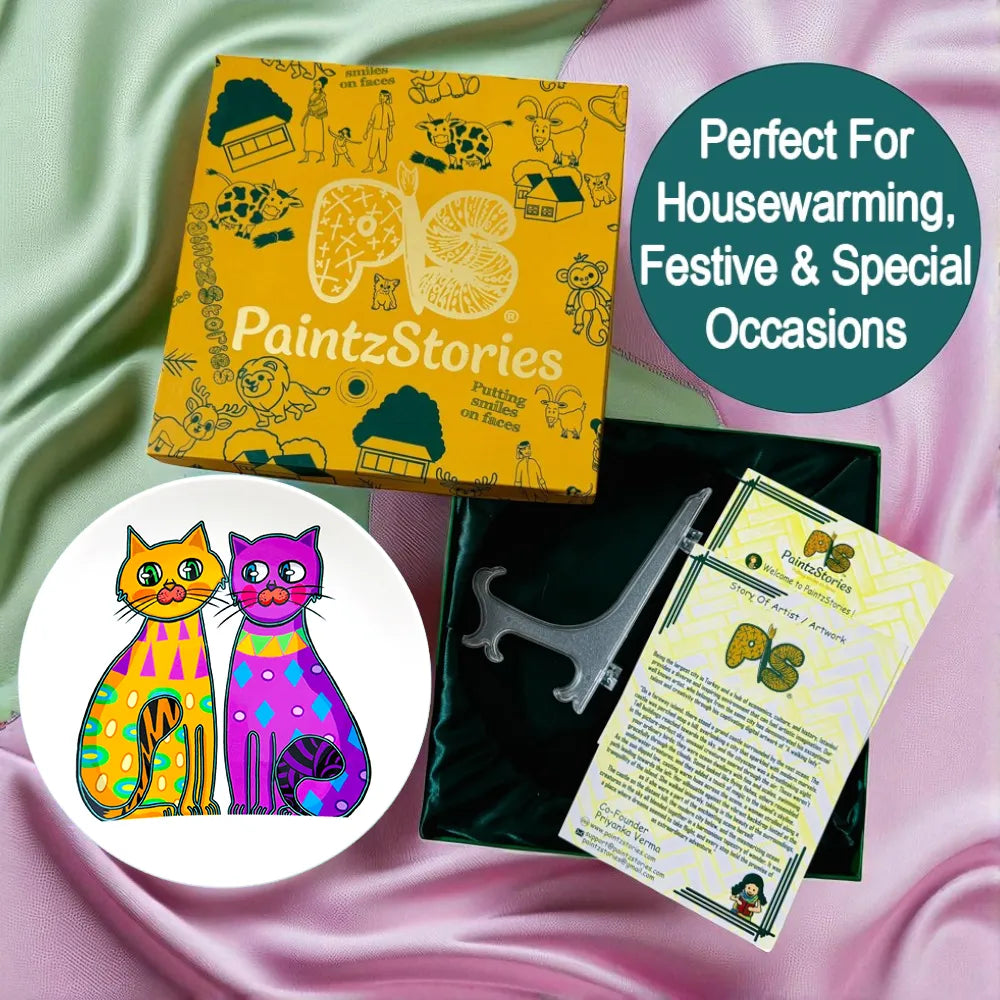 Inside Two Fancy Cats gift box with accessories