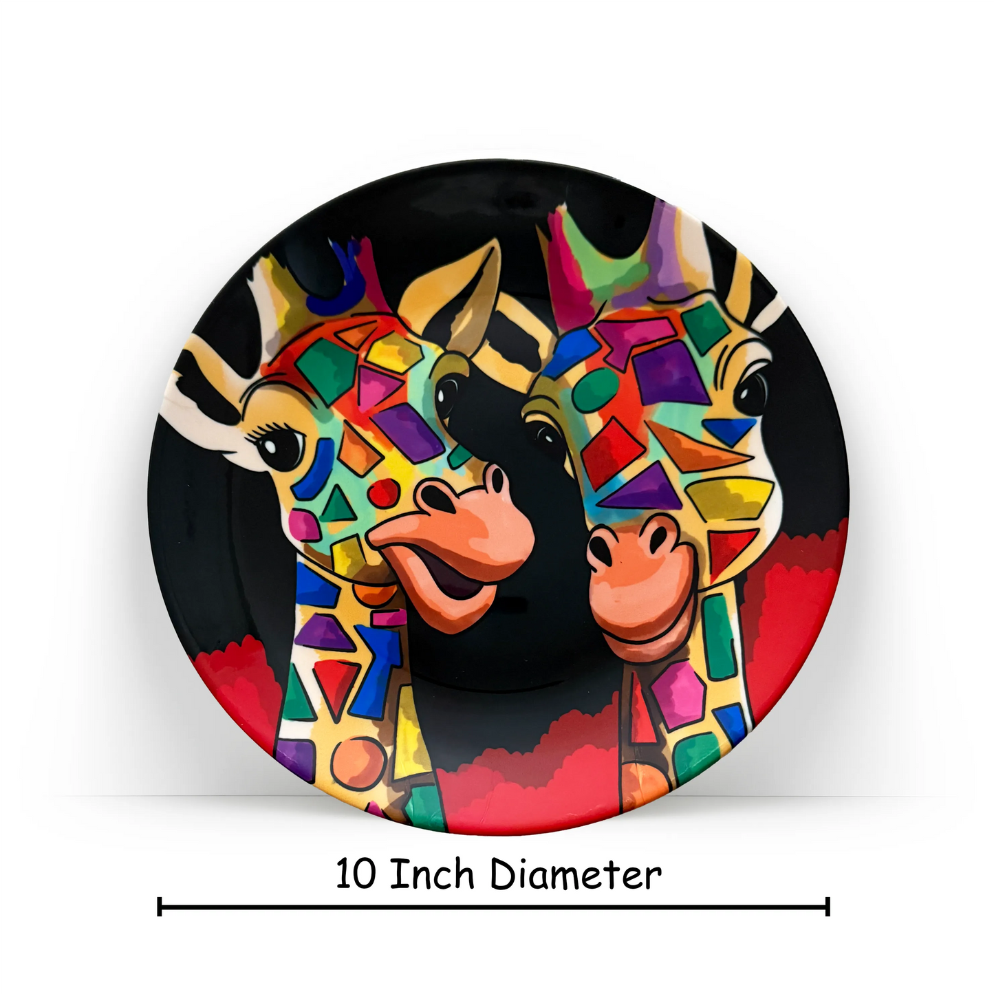 Dimensions of Two Happy Giraffes ceramic wall plate