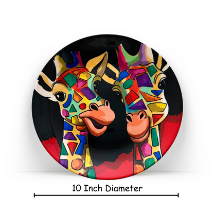 Dimensions of Two Happy Giraffes ceramic wall plate