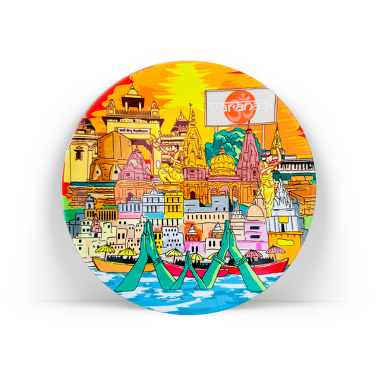 PAINTZSTORIES Decorative Wall Plate for Home Decoration | Ceramic Wall Art Plate | Wall Decor items for Living Room & Bedroom | Handmade Artwork Varanasi: A Journey through India’s Spiritual Heartland | Gift for house | 10 INCH